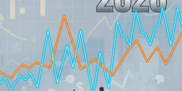 Graph showing 2026 housing market price fluctuations over a city skyline
