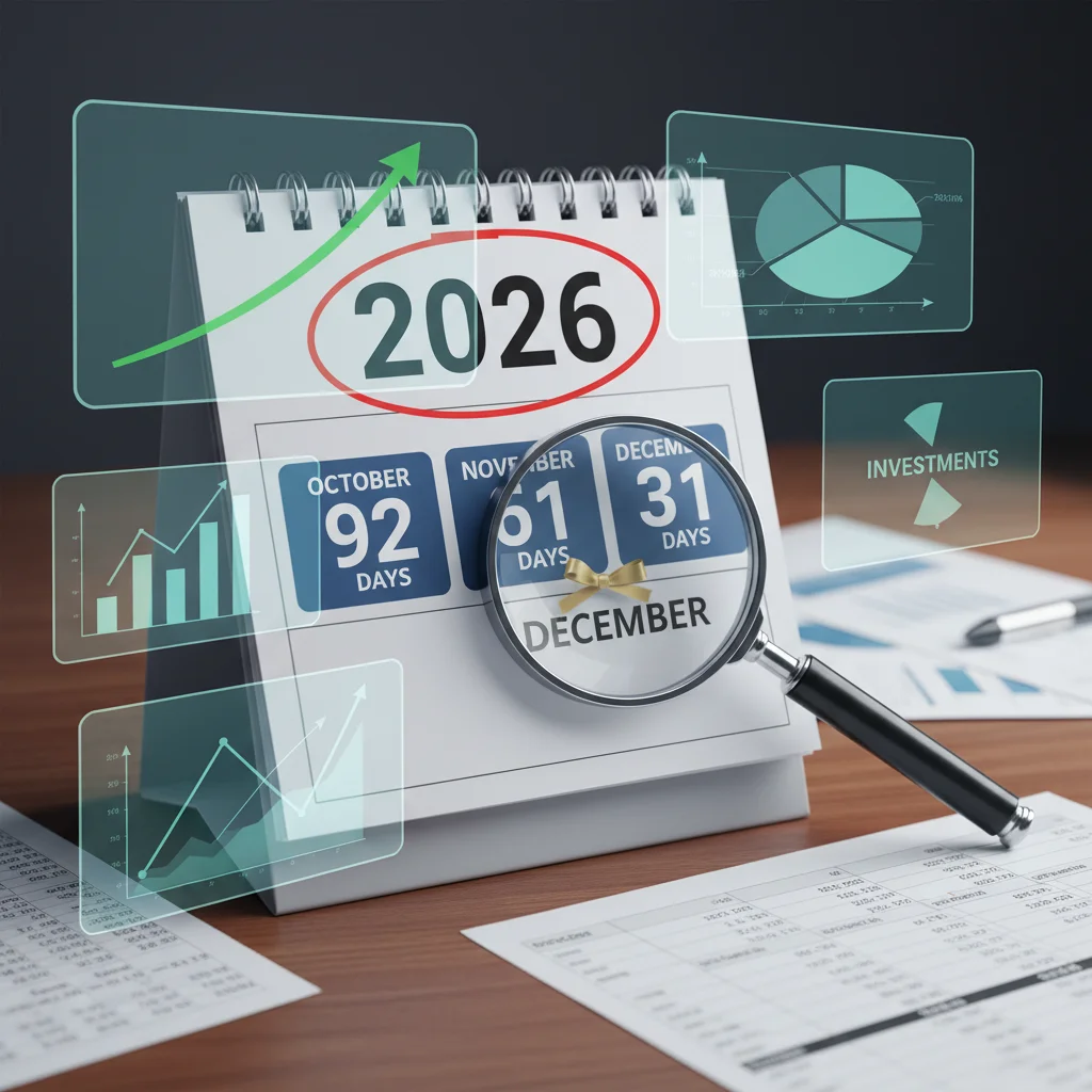 Calendar highlighting 2026 with a three-month countdown and financial analysis tools.