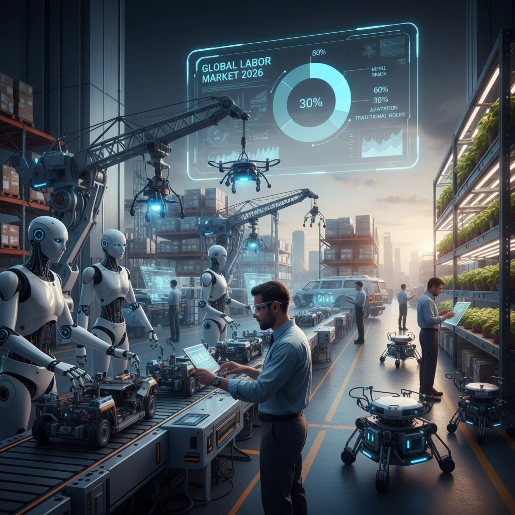 Automation and AI influencing the future of work and skill development in the 2026 labor market.