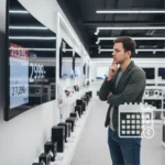 Person contemplating a big purchase with a calendar reminder for a 7-day waiting period