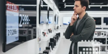 Person contemplating a big purchase with a calendar reminder for a 7-day waiting period