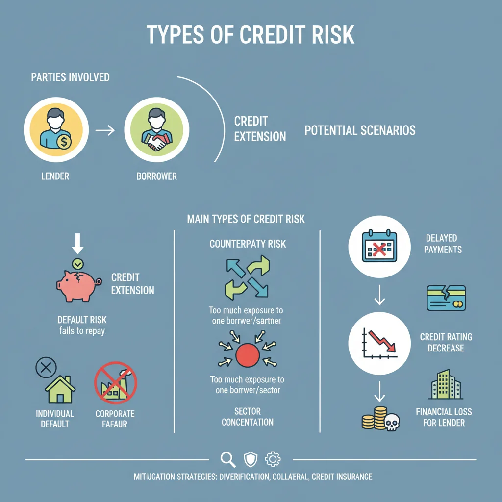 Infographic detailing various forms of credit risk and default scenarios