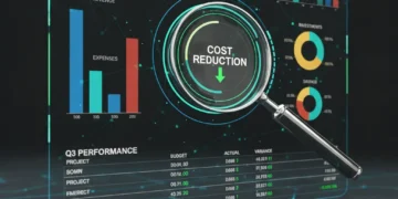 Financial dashboard showing spending analysis and cost reduction