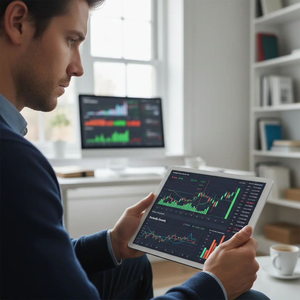 Investor analyzing financial data for long-term growth.