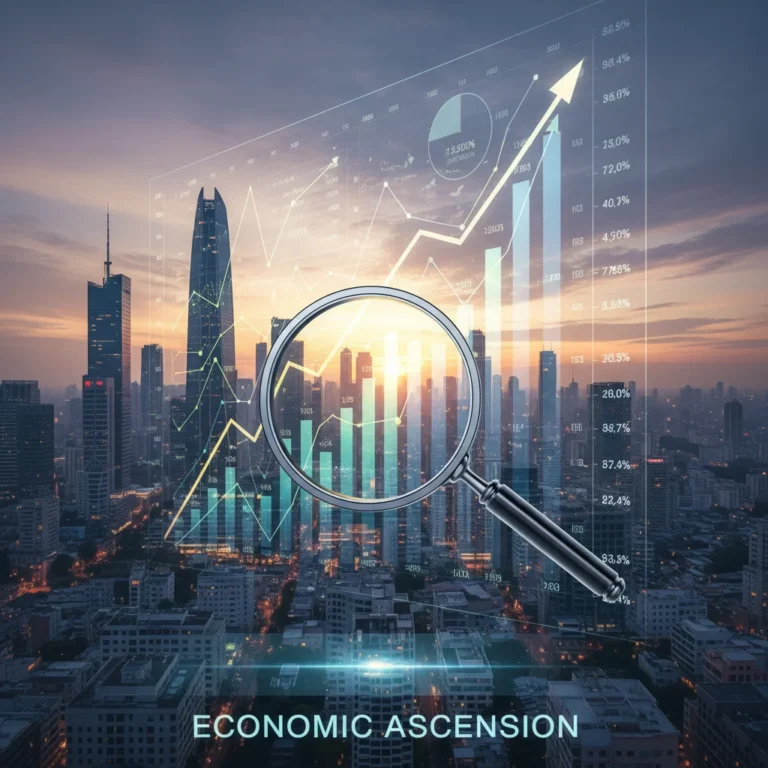 Financial charts and graphs showing growth with a city skyline backdrop, representing a resilient investment portfolio.