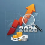 Navigating 2026 Fed Rate Hikes: Impact on Consumer Loans Graphic depicting rising interest rates affecting consumer loans in 2026.