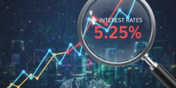 Financial graph depicting rising interest rates and strategic investment growth