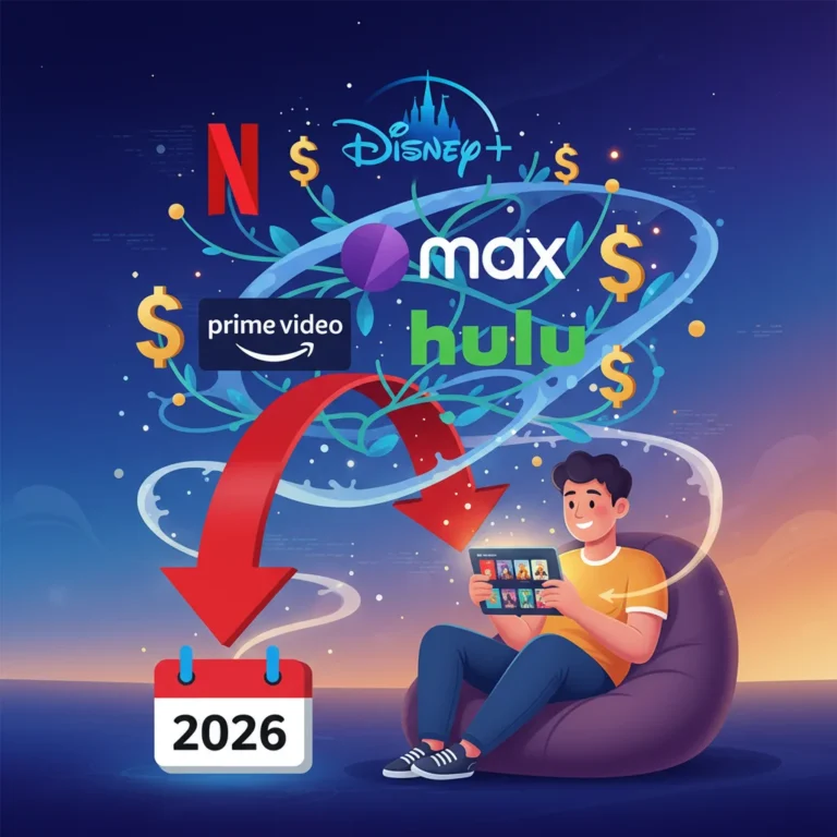 Smart streaming savings 2026 guide with streaming logos and dollar signs