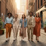 Sustainable Fashion on a Budget: Building a US Wardrobe for Under $200 in 2026 Stylish young adults wearing affordable sustainable fashion in a city setting, showcasing a budget-friendly wardrobe.