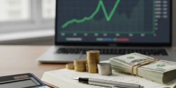 Financial tools on a desk representing tax-efficient investing