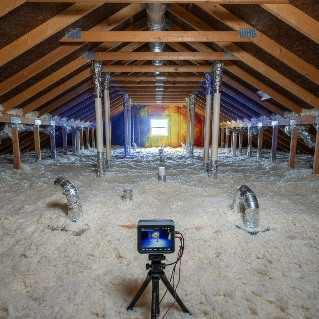 Attic insulation and sealing for improved home energy efficiency.