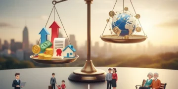 Balanced investment portfolio representing various asset classes across different life stages