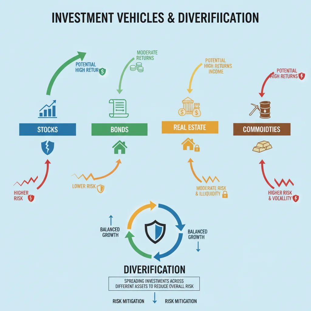 Diversified investment portfolio chart showing various asset classes