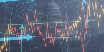 Abstract representation of global economic interconnectedness and volatility impacting the US economy.