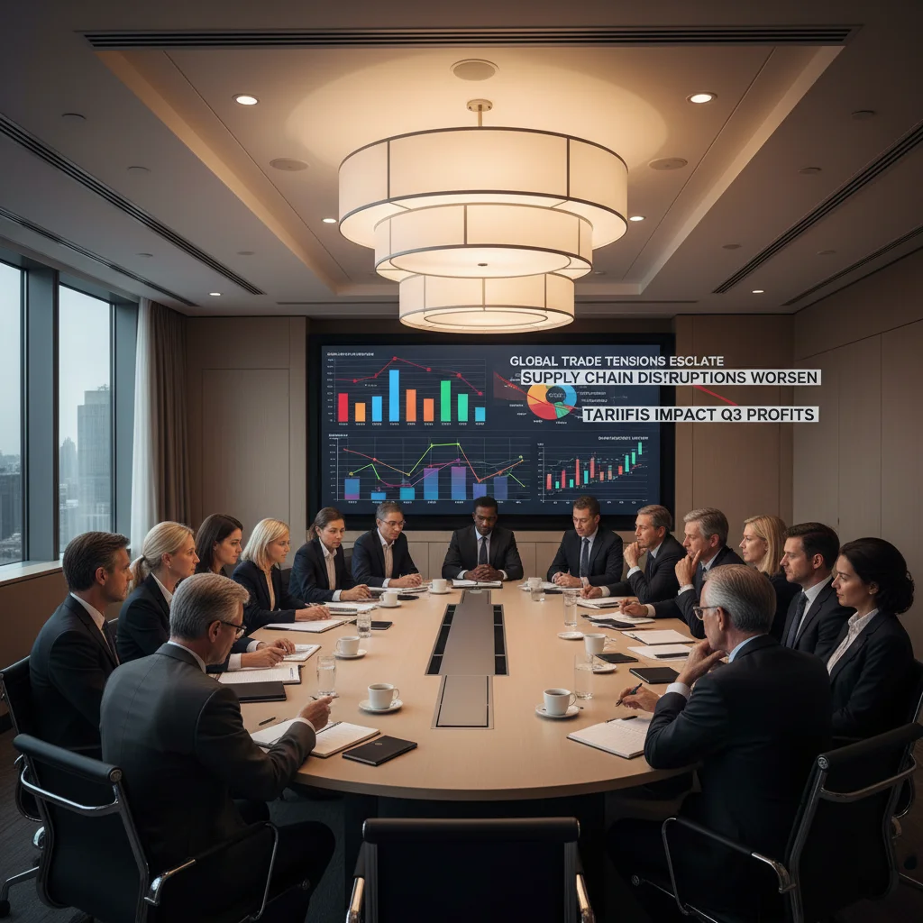 Business leaders and policymakers discussing global economic challenges and strategic responses.