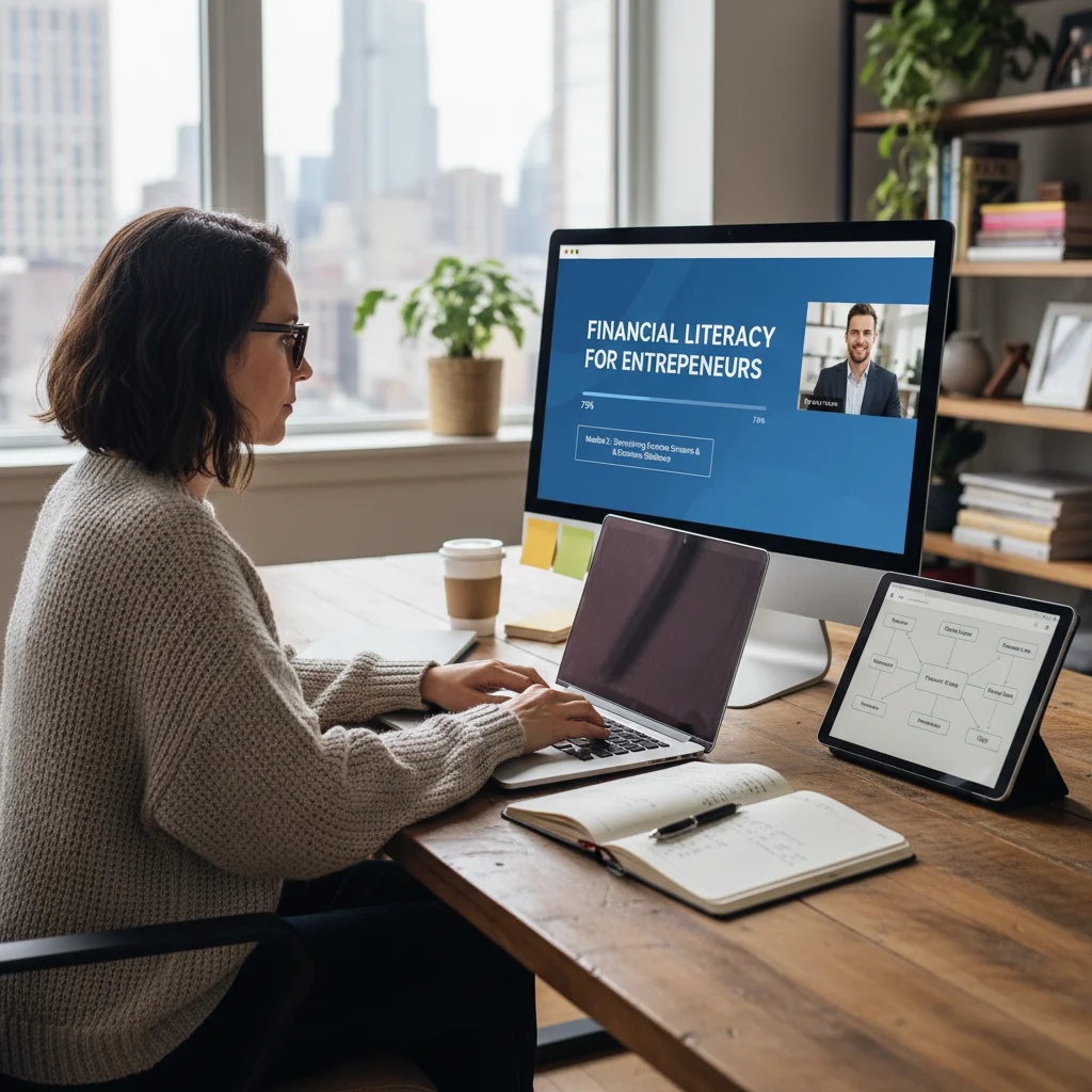 Individual learning new skills online for career advancement and income growth