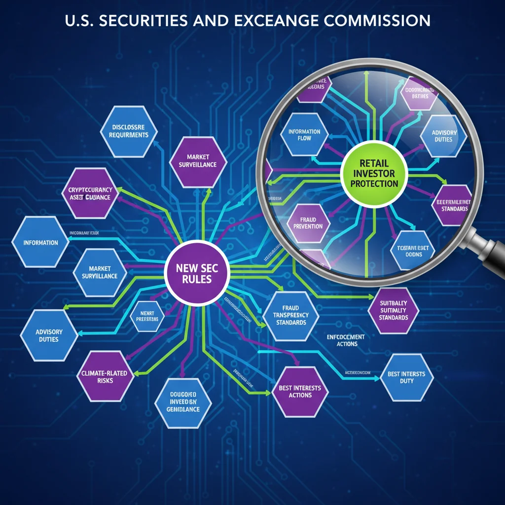 Intricate flowchart illustrating new SEC regulatory pathways for retail investors.