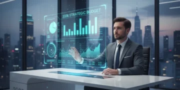 Futuristic financial planning dashboard for smart spending in 2026