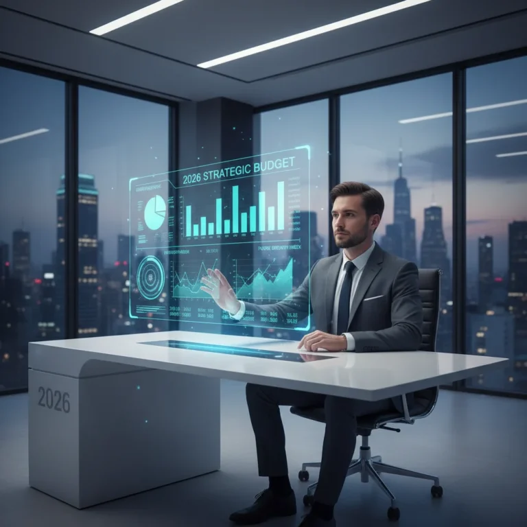 Futuristic financial planning dashboard for smart spending in 2026