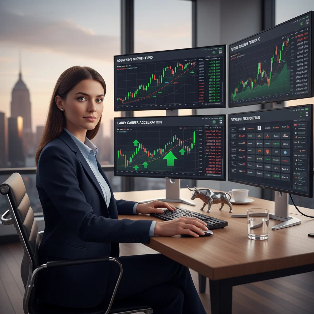 Young professional analyzing financial data for aggressive growth