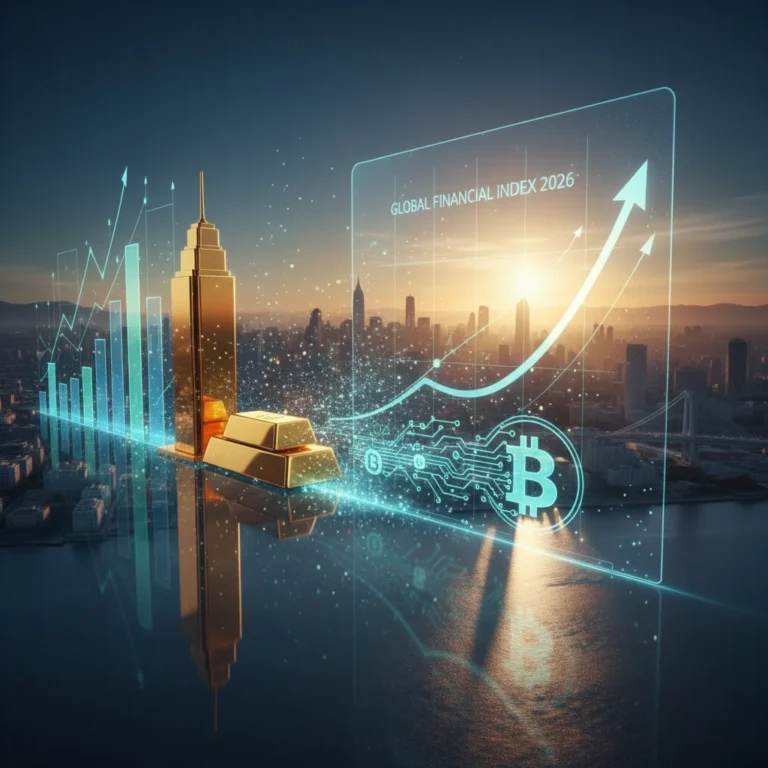 Diverse investment assets converging on a futuristic financial graph for 2026