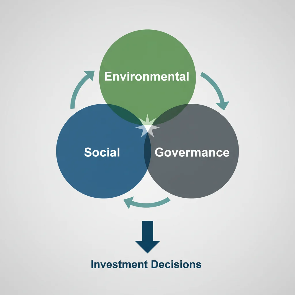 Interconnected circles representing Environmental, Social, and Governance factors in investing