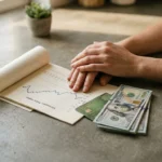 Thriving on a Budget: Smart Spending in Evolving Economic Landscapes Hands resting on a counter with a Consumer Price Index chart and a credit card, symbolizing economic trends and their impact on household budgets.