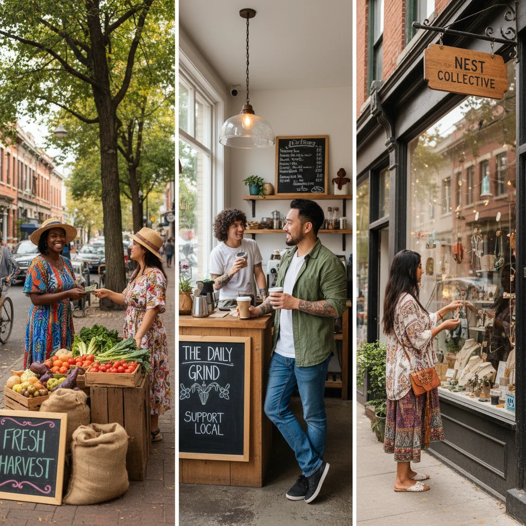 Consumers supporting local businesses and community markets, reflecting changed spending habits.